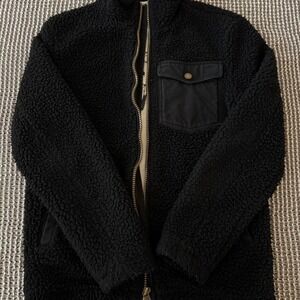 Pendleton River Rock Sherpa Fleece Full Zip Jacket Mens Small Black Western